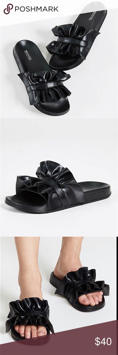 michael kors ruffle slides|Michael Kors ladies slides.